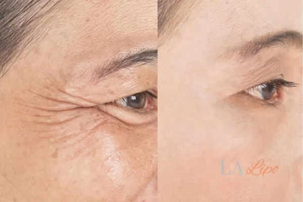 Before and after results of woman - HI-fu wrinkles reduction treatment Cottenham Park
